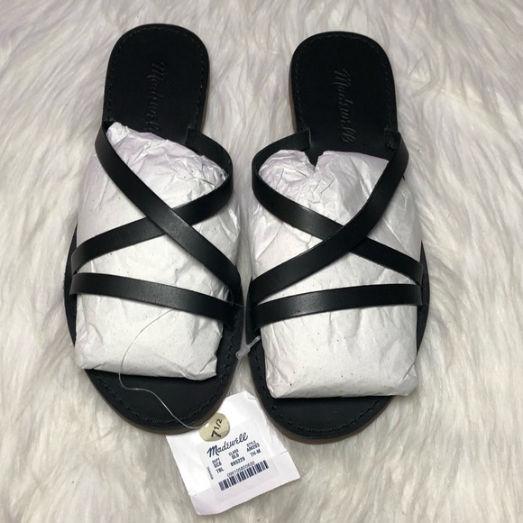 Madewell NWT”the Boardwalk”Skinny-Strap Black Leather Slide Sandal,Size-7.5 - Picture 2 of 8